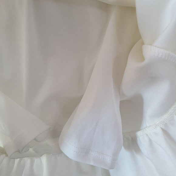 Lulu's US M Sealed With A Kiss White Ruffled Bodycon Dress Stretch NEW *Flawed* - Picture 9 of 15